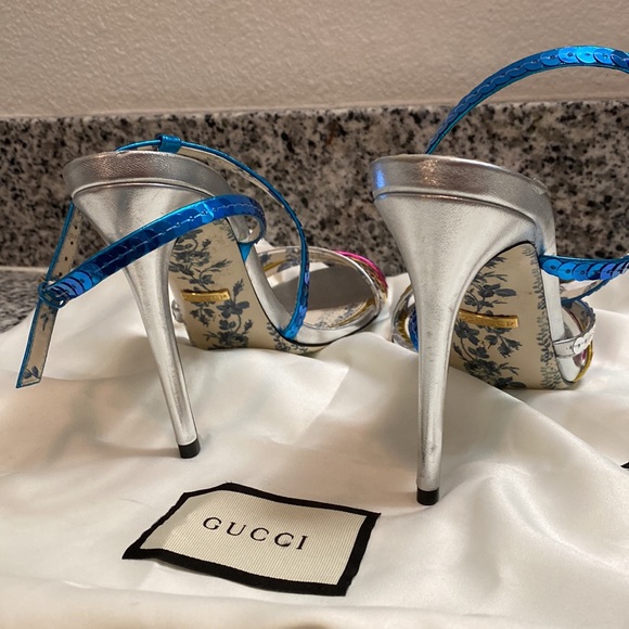 Gucci Haines 105 Metallic Sequin Heels SZ 37.5 - Picture 4 of 6